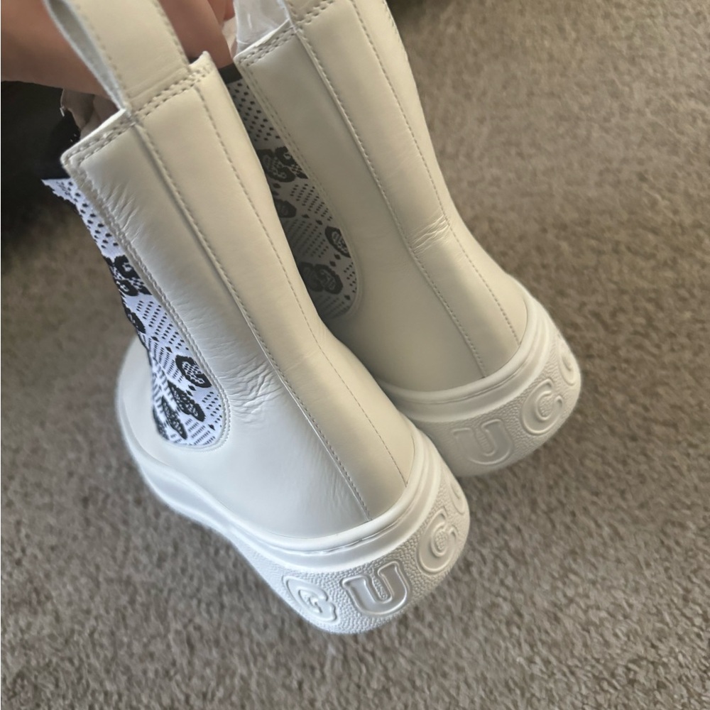 🆕 Gucci Dali Soft Calfskin Technical Jersey Knit GG Monogram Ankle Boots - Picture 5 of 8